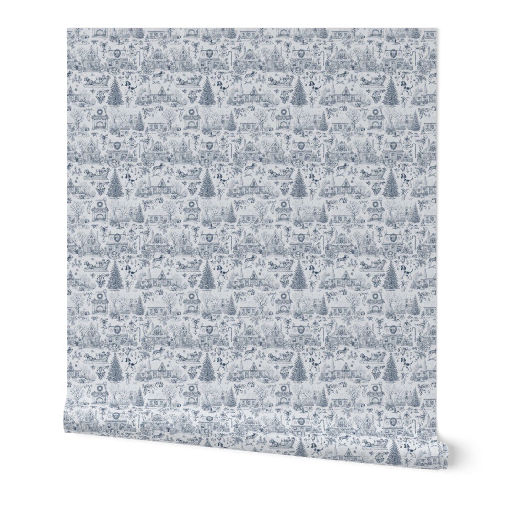Christmas Dogs Toile Midnight Navy Home Decor Collection Decor Collection christmas toile wallpaper