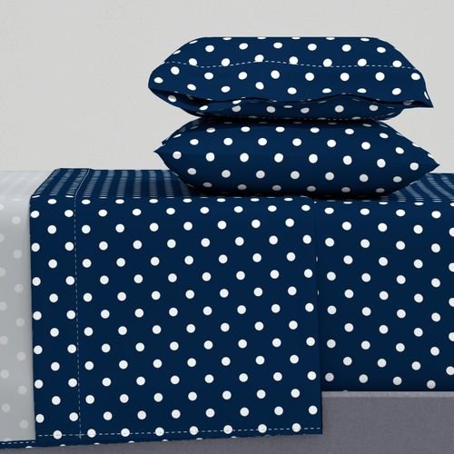 White Polkadots on Sailor Blue Design Collection Home Decor Collection white dots sheet set design