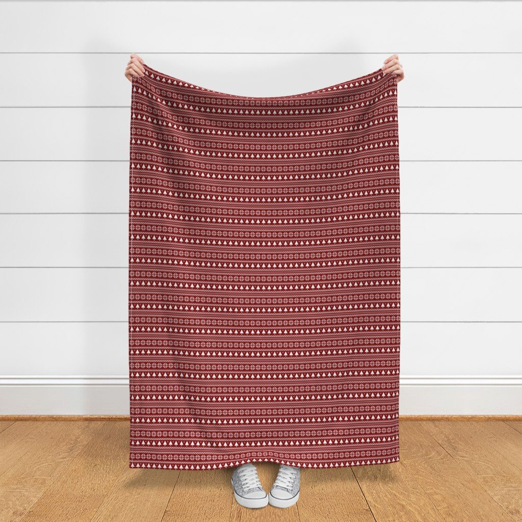Dark Christmas Candy Apple Red Nordic Trees Stripe in White Home Styling Collection Design Collection christmas stripe fabric