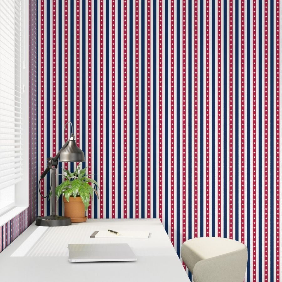 USA Flag Colors of Red White and Blue with Stars in Alternating 1 Inch Home Styling Collection Home Styling Collection old glory wallpaper