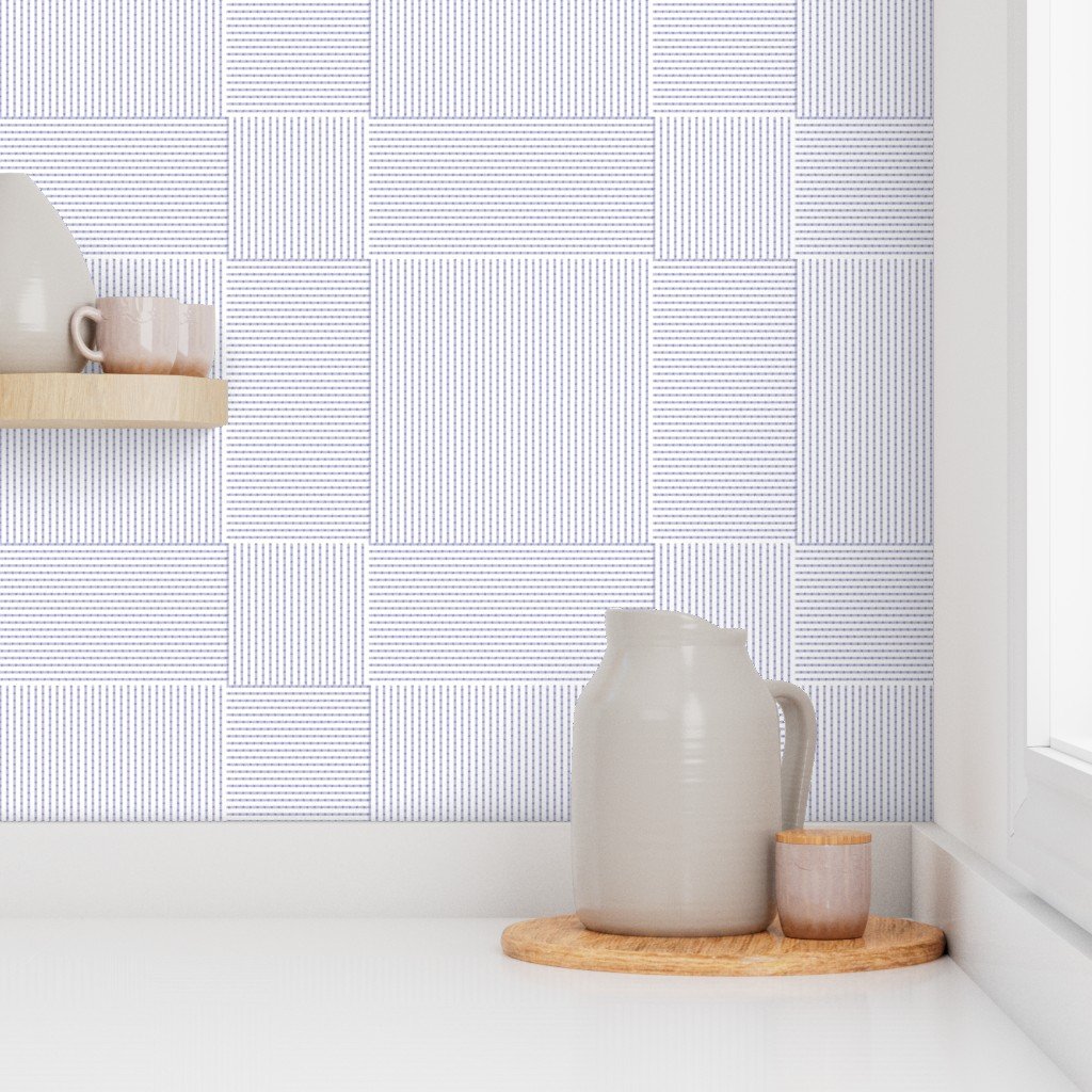 Patchwork Quilt Squares in Shades of Periwinkle Blue Seersucker look Home Decor Collection Decor Collection spring blue wallpaper