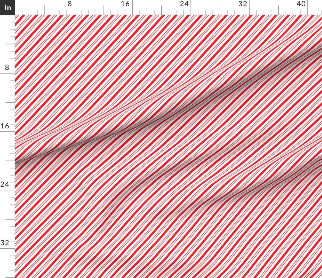 Small Classic Red Diagonal Christmas Candy Stripes Design Collection Interior Collection candy cane fabric