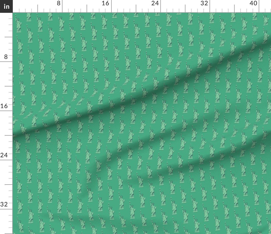 Mini Lady Liberty Statues Repeat in Beguiling Green Decor Collection Home Styling Collection beguiling green fabric