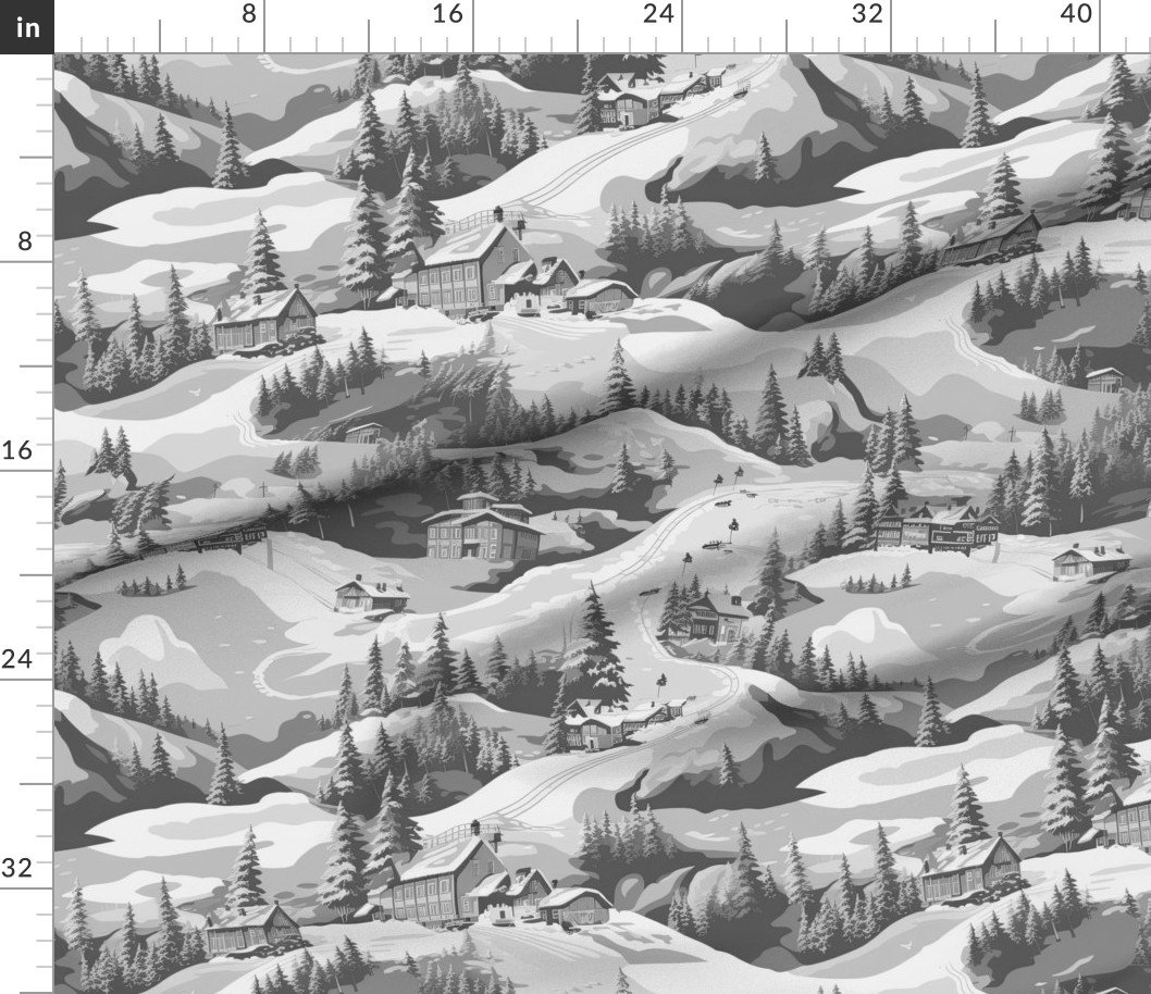 Small Montana Winter Cabins Montana with Evergreens in Grey Interior Collection Home Styling Collection montana ski slope fabric