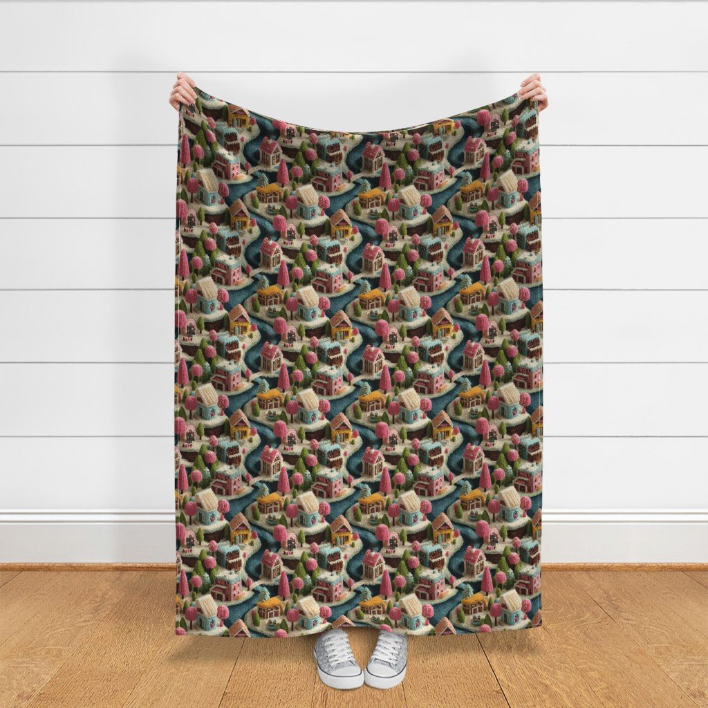 Whimsical Crocheted Christmas Candy Land Village Home Styling Collection Home Decor Collection candyland fabric