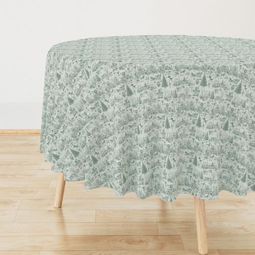 Christmas Dogs Toile Forest Green Decor Collection Design Collection christmas dogs tablecloth design