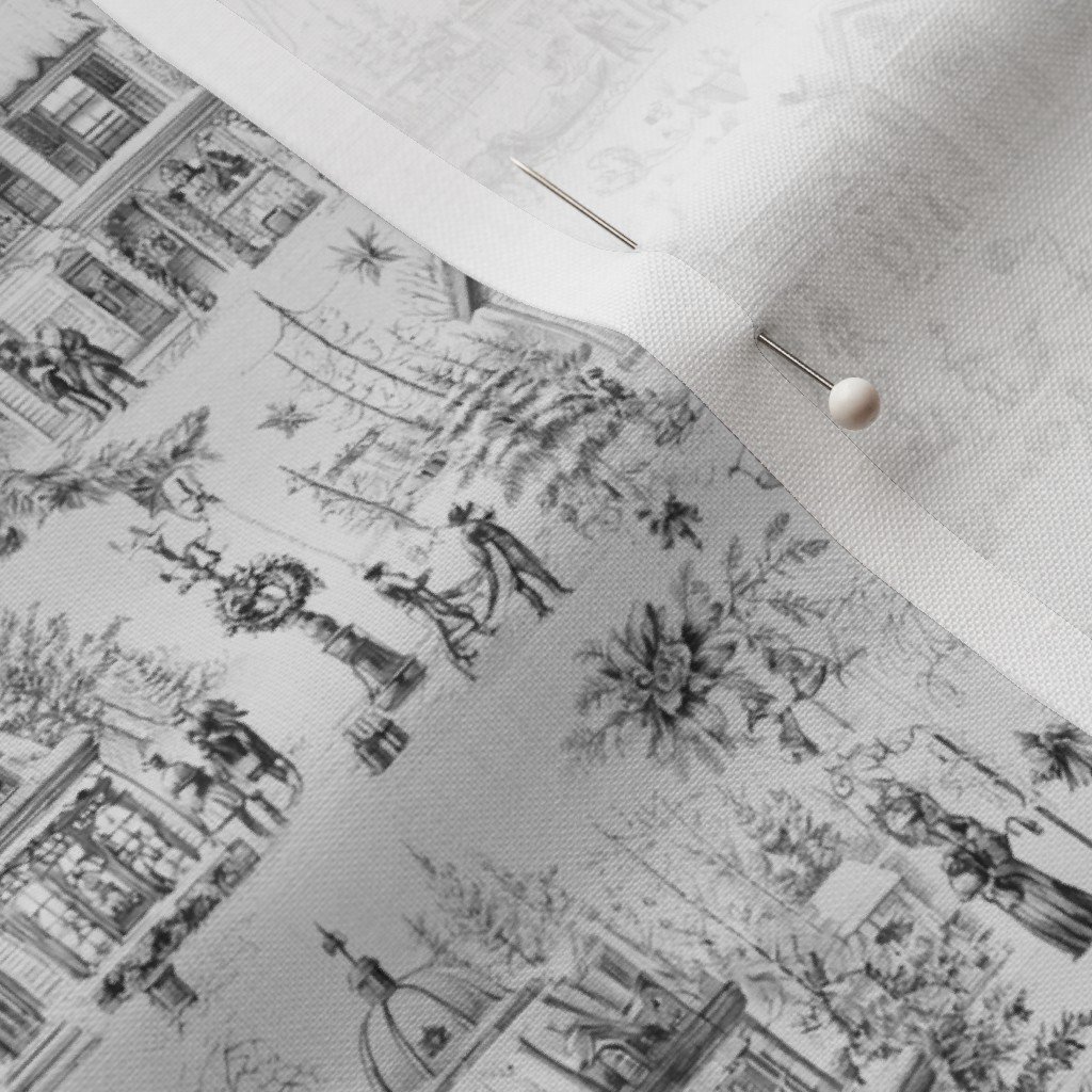 Victorian Christmas Village Toile Black and White Home Decor Collection Interior Collection black and white fabric