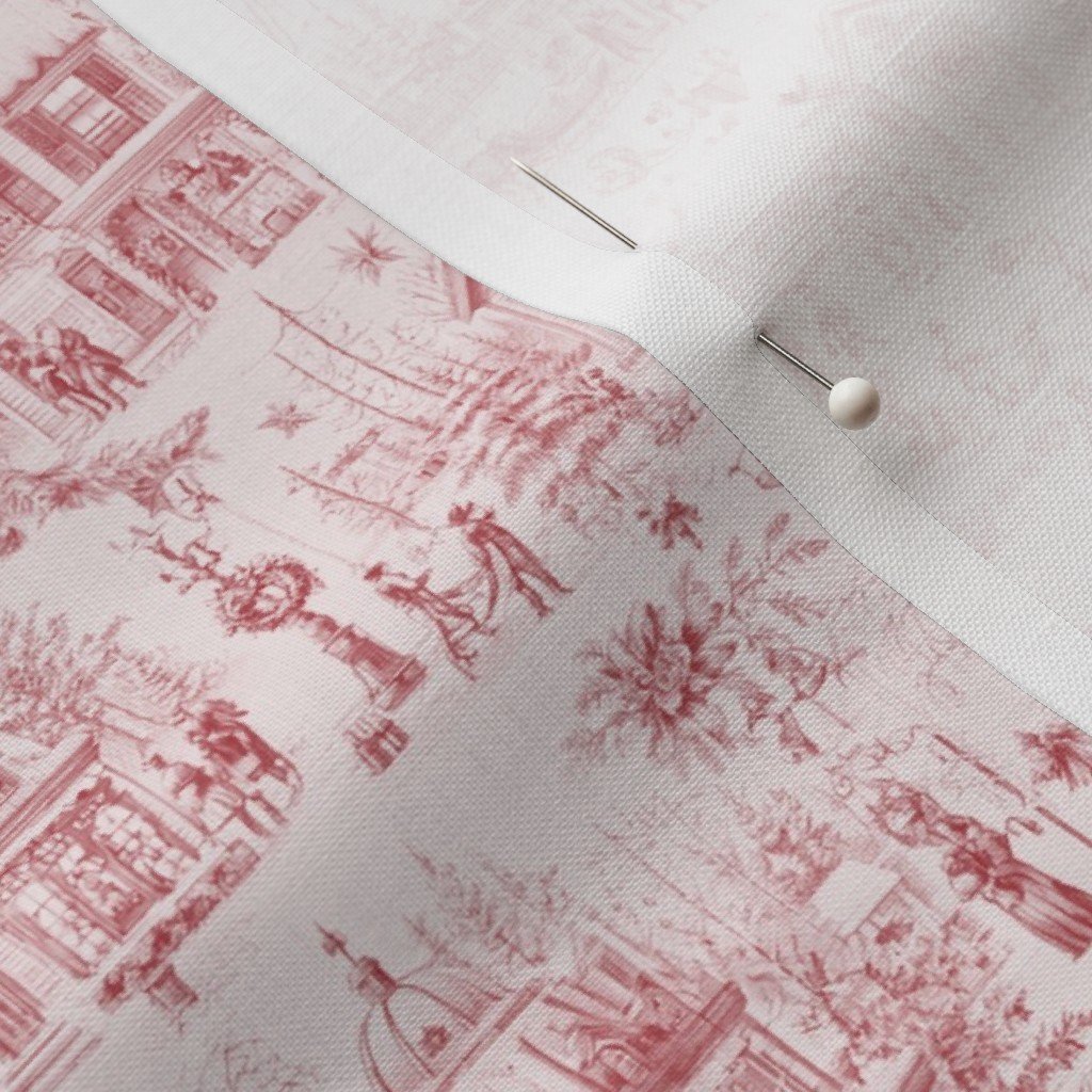 Victorian Christmas Village Toile Christmas Red Home Decor Collection Interior Collection christmas red fabric