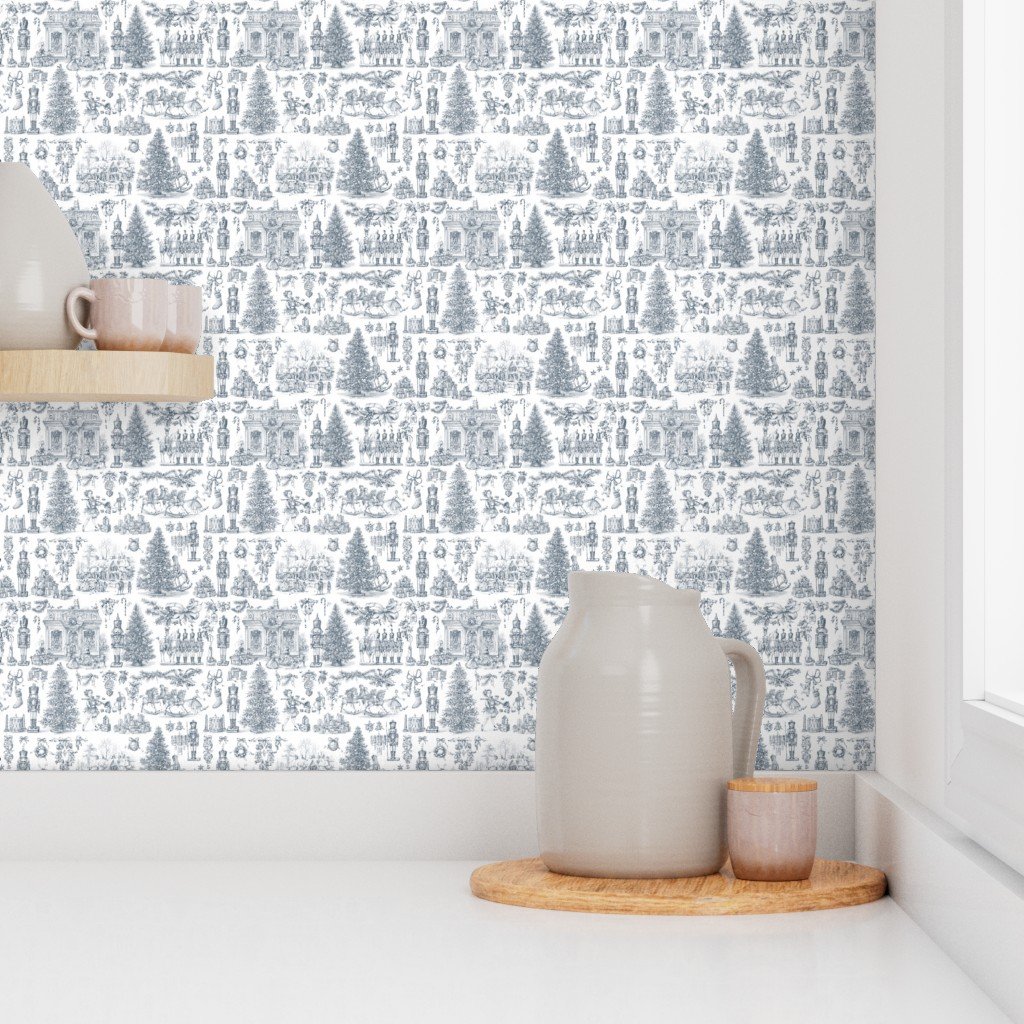 Christmas Nutcracker Toile Midnight Navy Design Collection Home Styling Collection christmas toile wallpaper