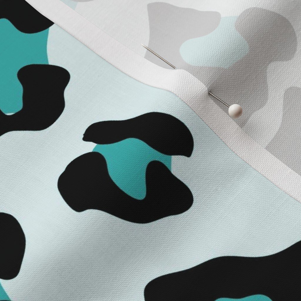 Jumbo Leopard Spots Animal Repeat Pattern Print in Turquoise Blue and Black Decor Collection Home Styling Collection animal pattern fabric