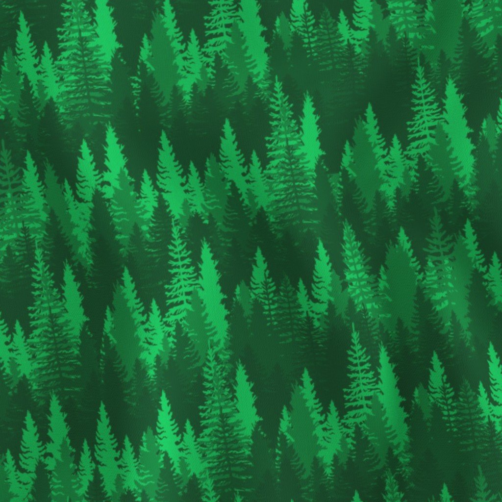 Endless Evergreen Forest with Fir Trees in Shades of Bright Green Home Styling Collection Home Decor Collection balsam tree fabric