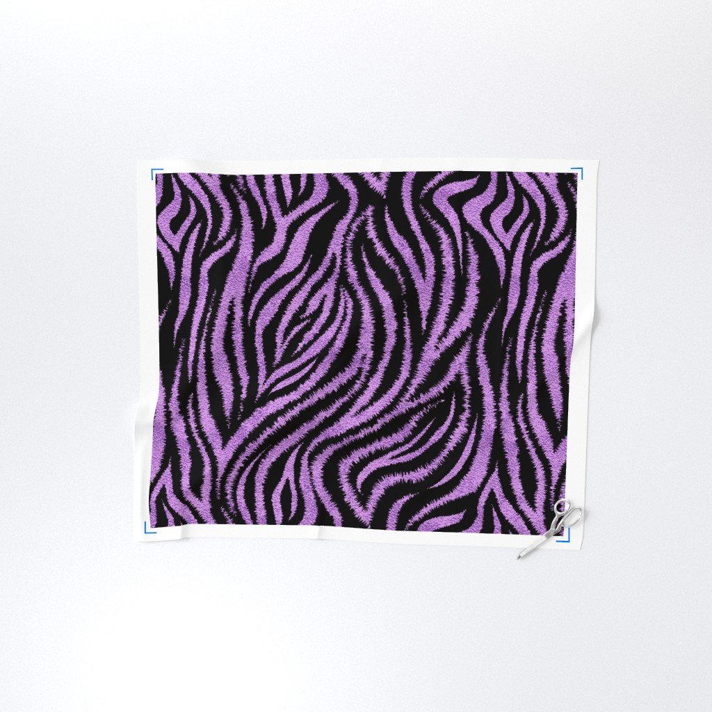 Textured Animal Striped Tiger Fur in Bold Purple Lavender and Black Design Collection Home Decor Collection animal fur fabric