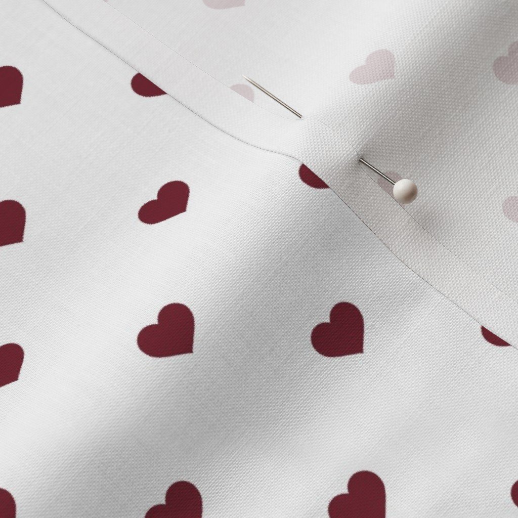 Mini Wine Color Valentines Polkadot Love Hearts on White Background Home Decor Collection Interior Collection love heart fabric