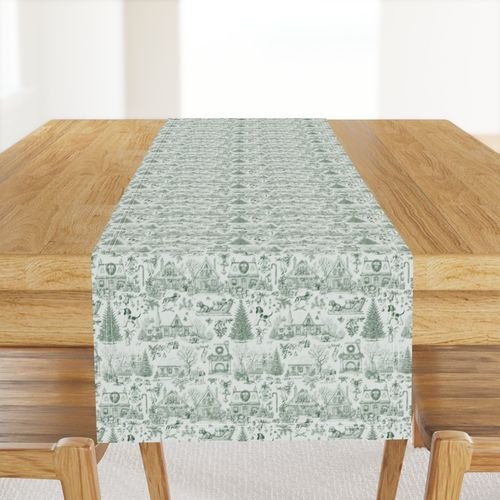 Christmas Dogs Toile Forest Green Decor Collection Design Collection christmas toile table runner design