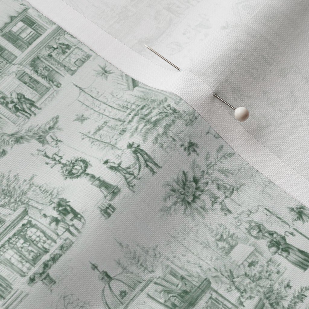 Victorian Christmas Village Toile Forest Green Home Styling Collection Home Decor Collection christmas tree fabric
