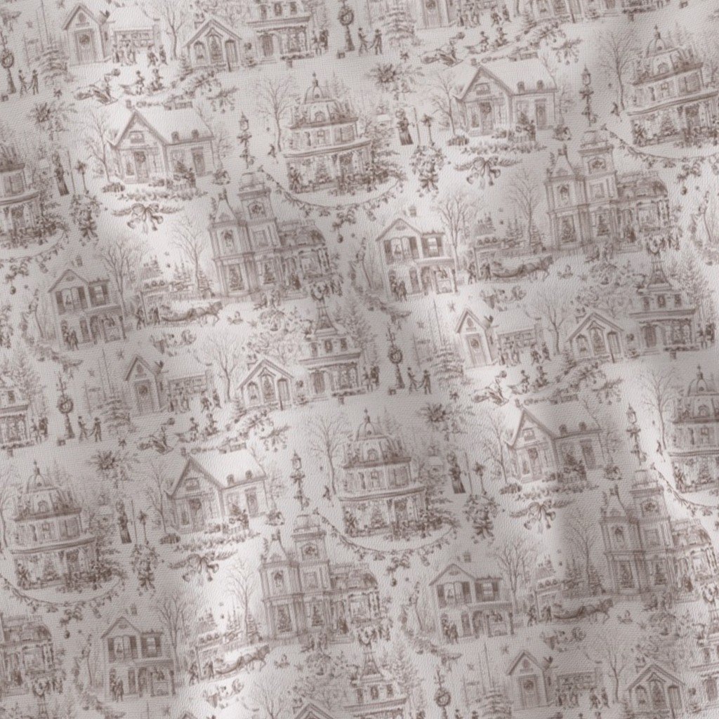 Victorian Christmas Village Toile Chocolate Brown Home Decor Collection Home Decor Collection chocolate brown fabric