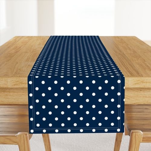 White Polkadots on Sailor Blue Design Collection Home Decor Collection blue and white table runner design