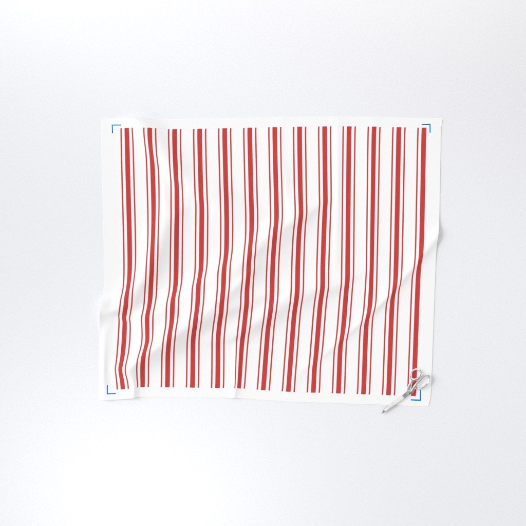 Mattress Ticking Wide Striped Pattern in Red and White Home Styling Collection Home Styling Collection bedding stripes fabric
