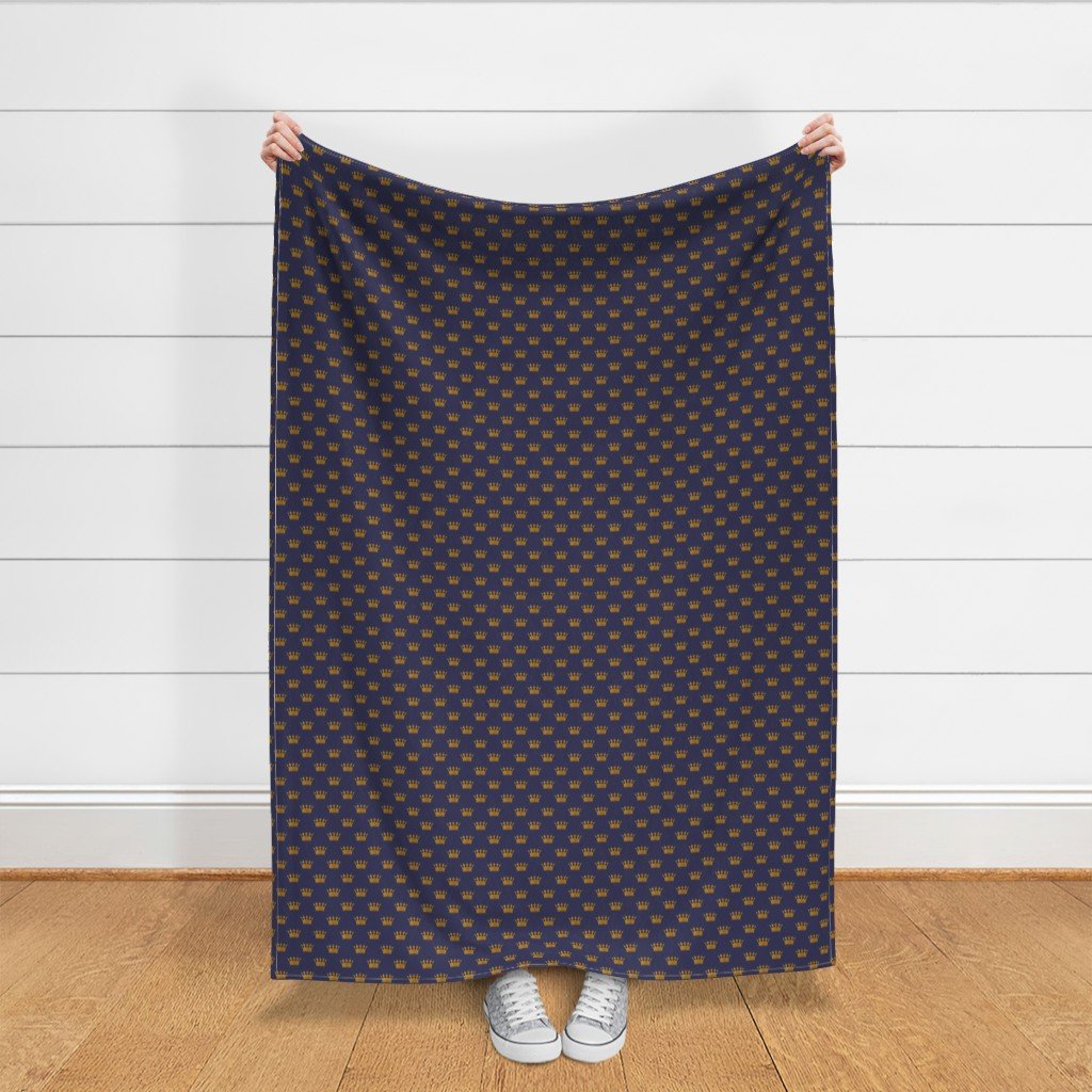 Mini Gold Crowns on Royal Blue Design Collection Interior Collection blue and gold fabric