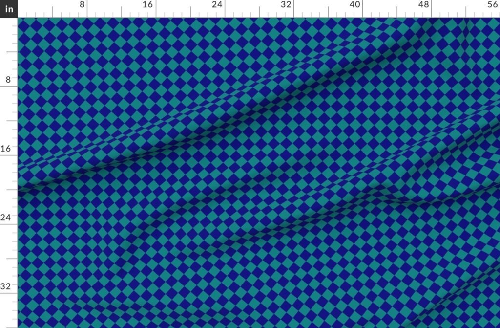 Classic Teal and Navy 1 Inch Diagonal Check Fabric design