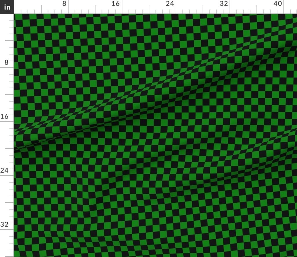Classic Black and Green 1 Inch Check Fabric design