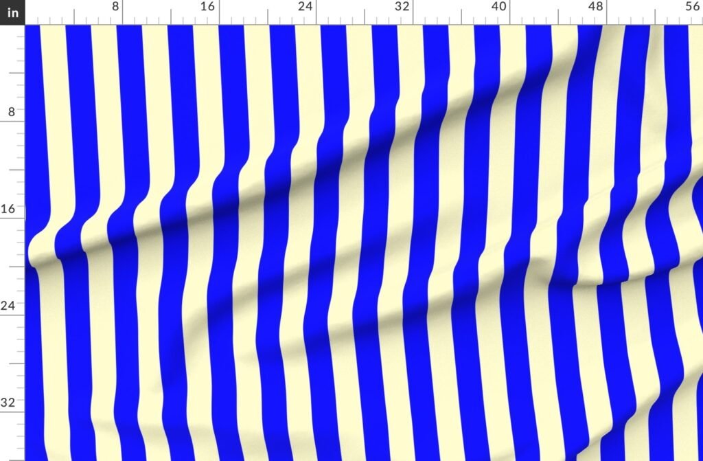 Classic Blue and Cream White 2 Inch Vertical Stripes Fabric design