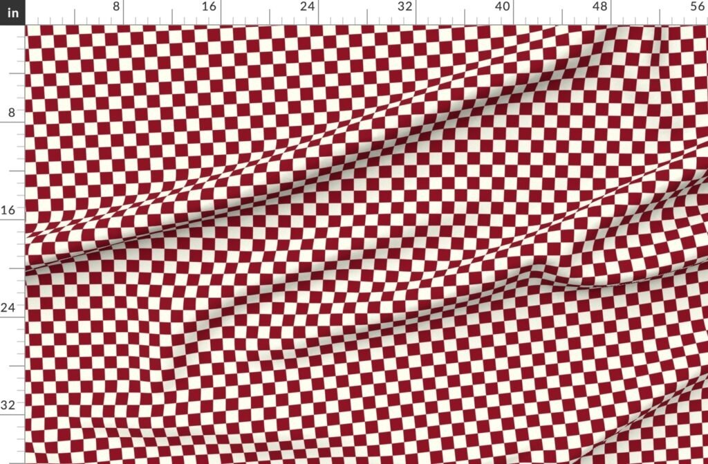 Classic Burgundy and Ivory 1 Inch Check Fabric design