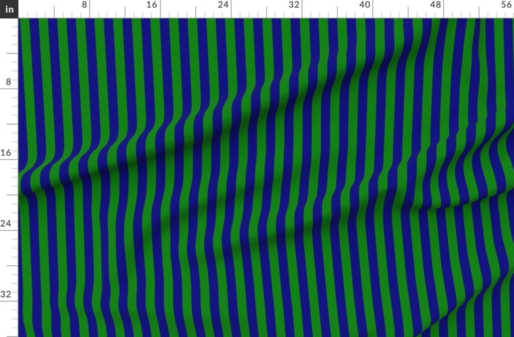 Classic Navy and Green Vertical Stripes Fabric design