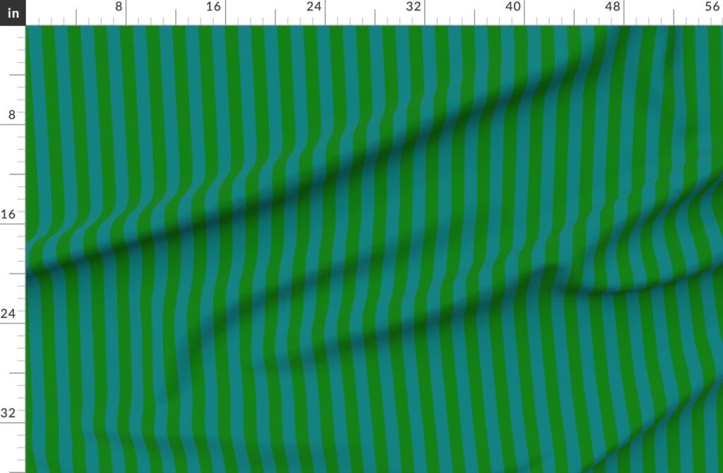 Classic Green and Teal 1 Inch Vertical Stripes Fabric design