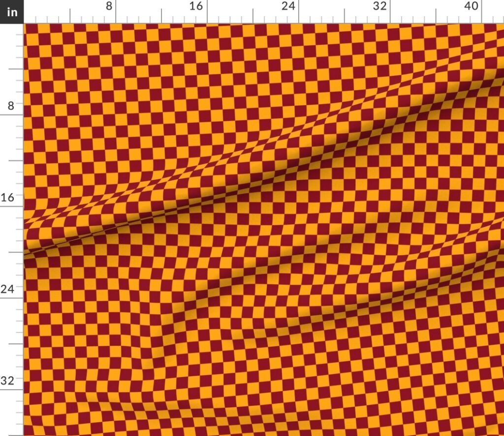 Classic Orange and Burgundy 1-inch Check Fabric design