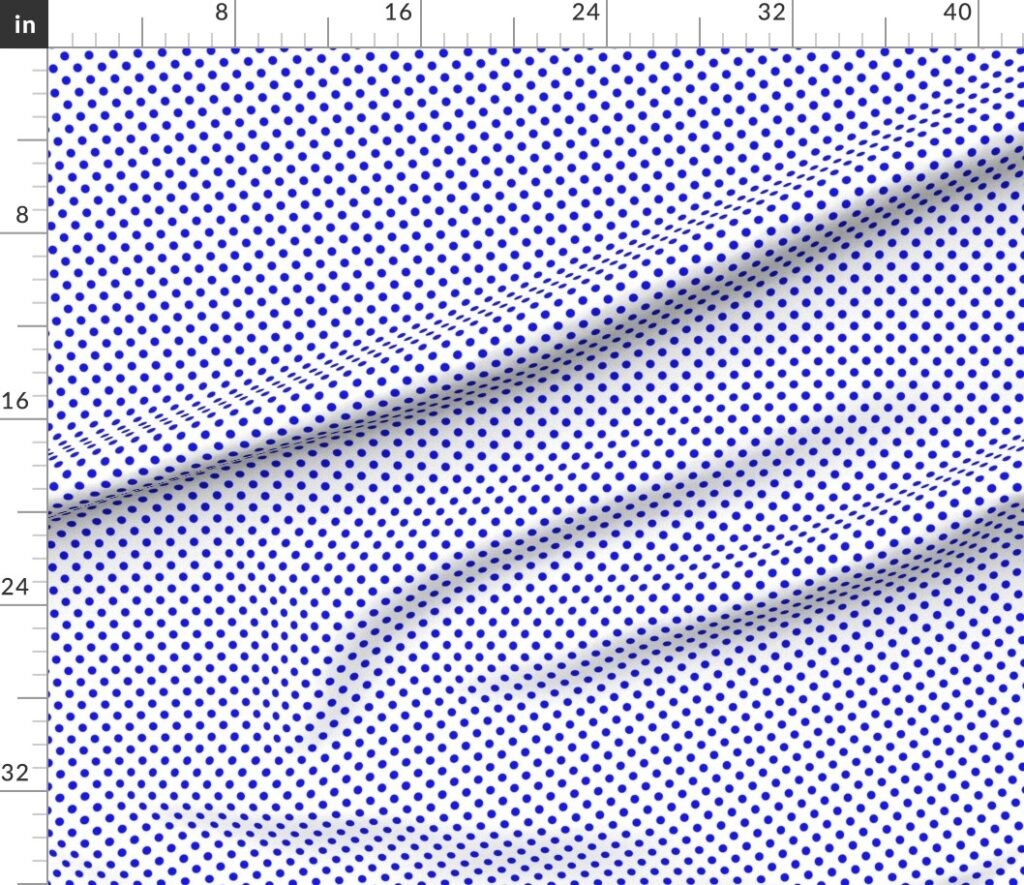 Blue Spots on White 1 Inch Spacing Fabric design