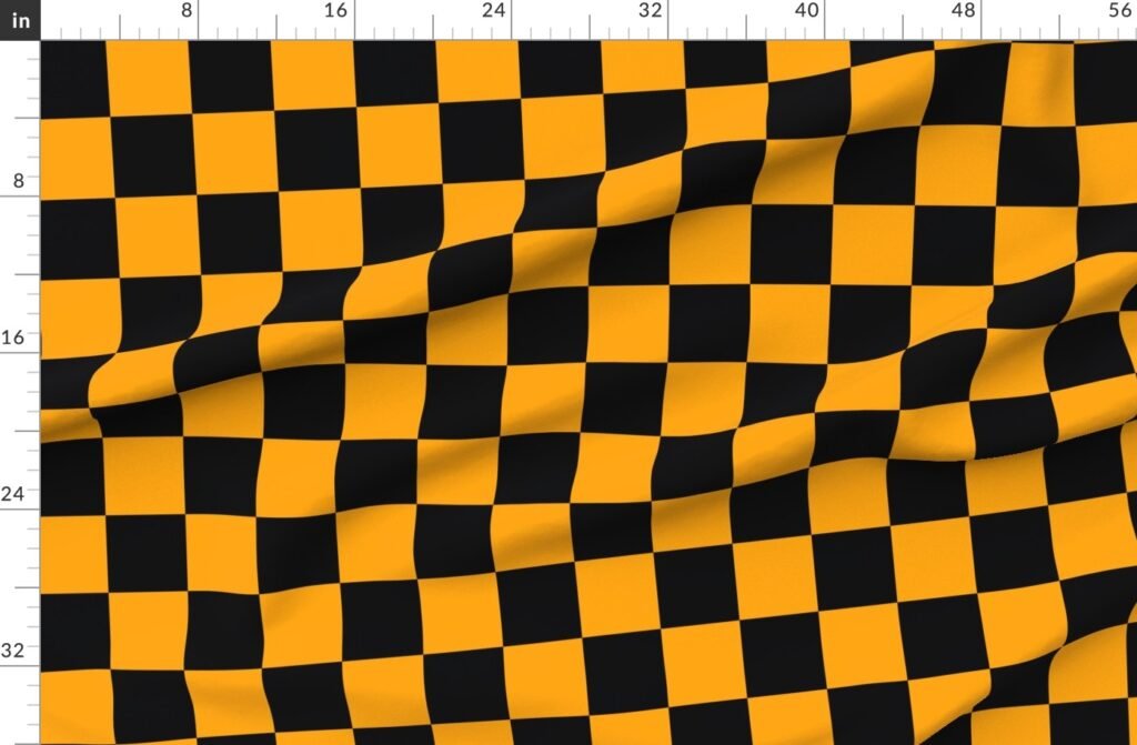 Black and Orange 4 Inch Check Fabric design