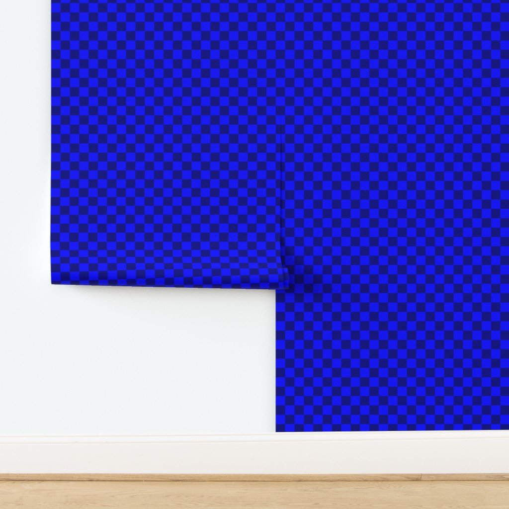 Blue and Navy 1 Inch Check Wallpaper design