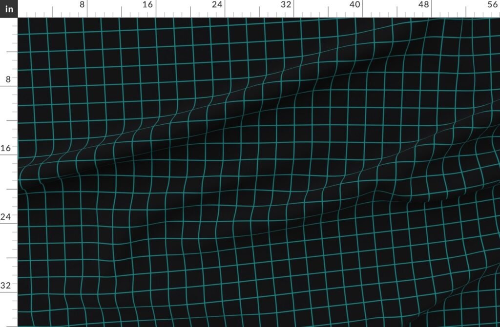 Teal and Black 2 Inch Grid Fabric design