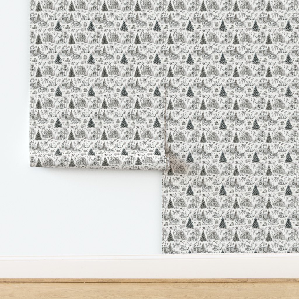 Christmas Cats Toile Black and White Home Styling Collection design