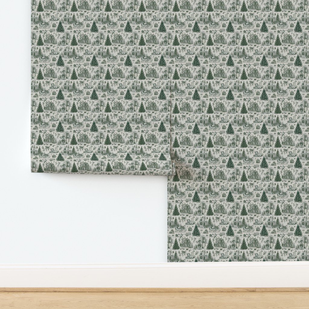 Christmas Cats Toile Forest Green Design Collection design