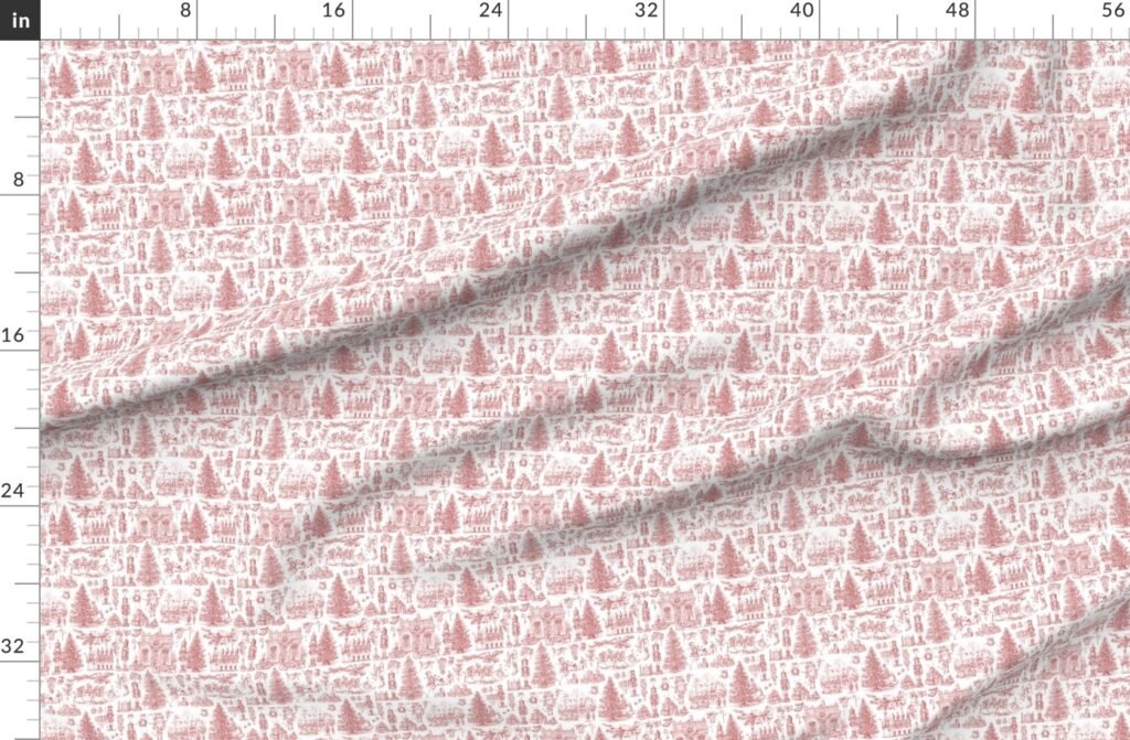 Christmas Nutcracker Toile Christmas Red Fabric design