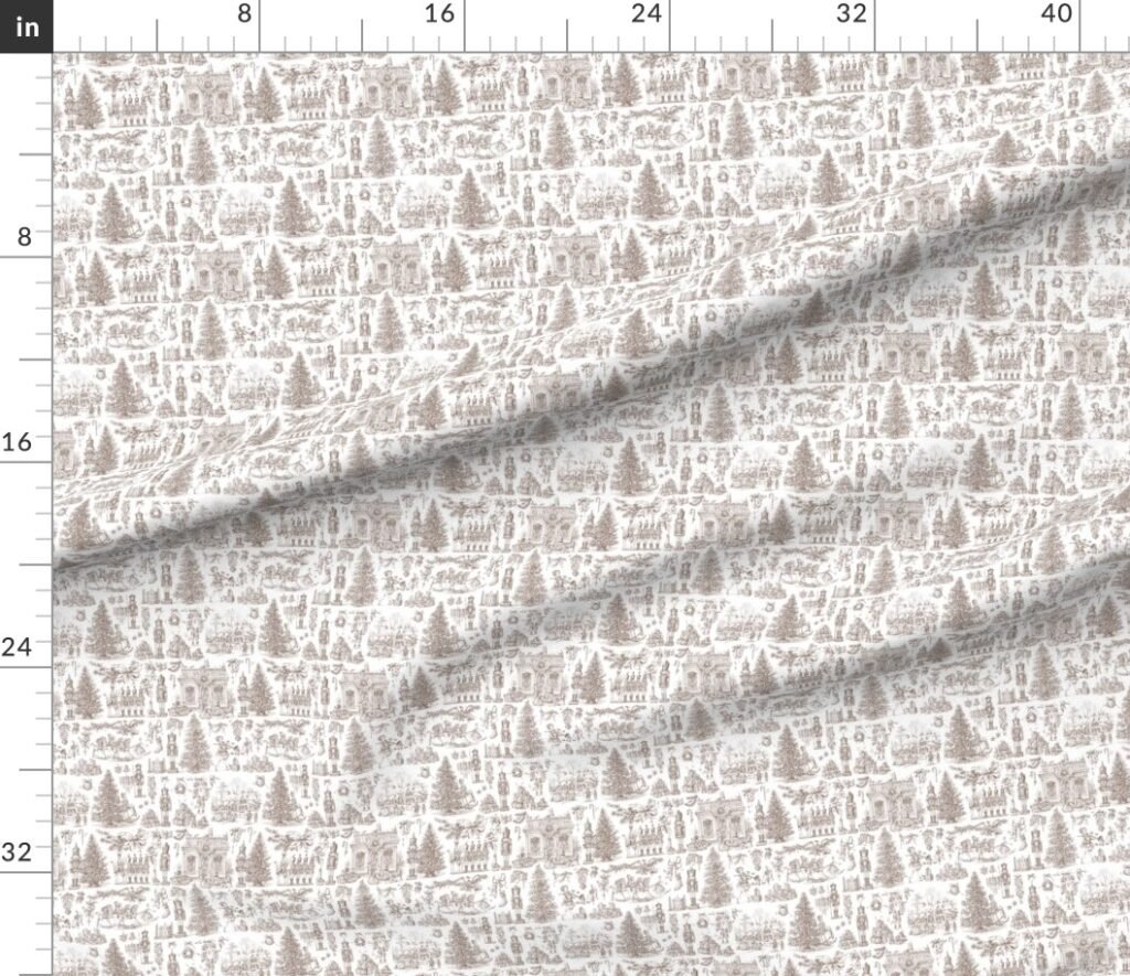 Christmas Nutcracker Toile Chocolate Brown Fabric design