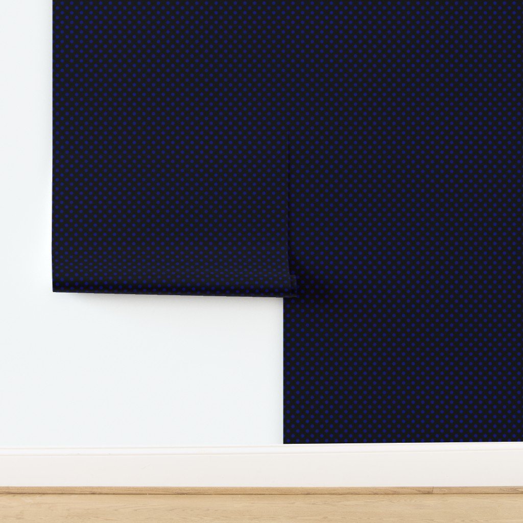 Navy Spots on Black 1 Inch Spacing Wallpaper design