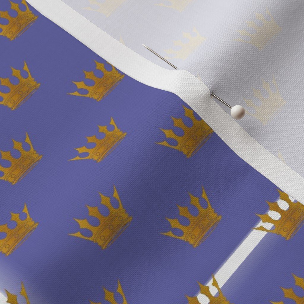 Faux Metallic gold Foil Crowns on Periwinkle Blue Color of the Year Interior Collection Design Collection color of the year fabric