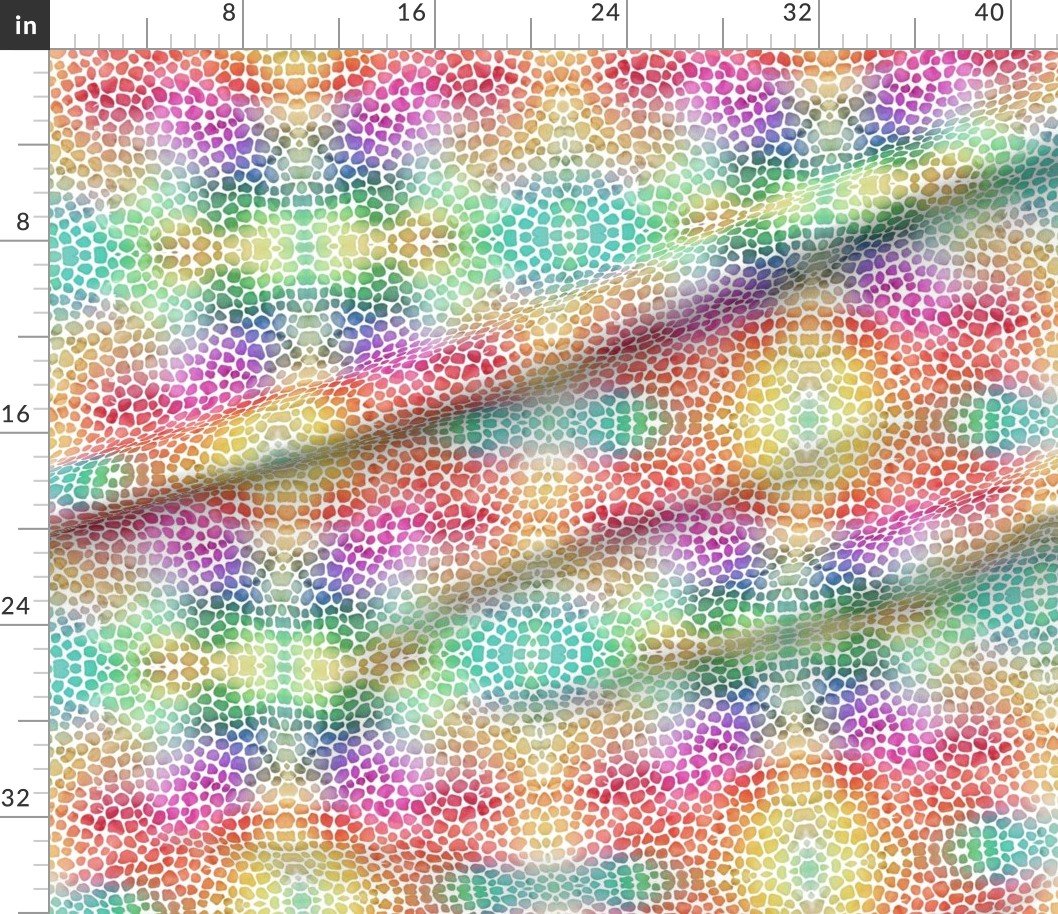 Rainbow Bright Pastel Mosaic Watercolor Spots in Mirror Repeat Decor Collection Home Styling Collection mosaic dots fabric