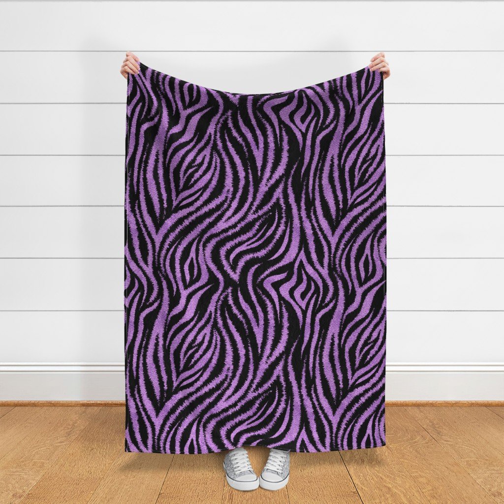 Textured Animal Striped Tiger Fur in Bold Purple Lavender and Black Design Collection Home Decor Collection animal stripes fabric
