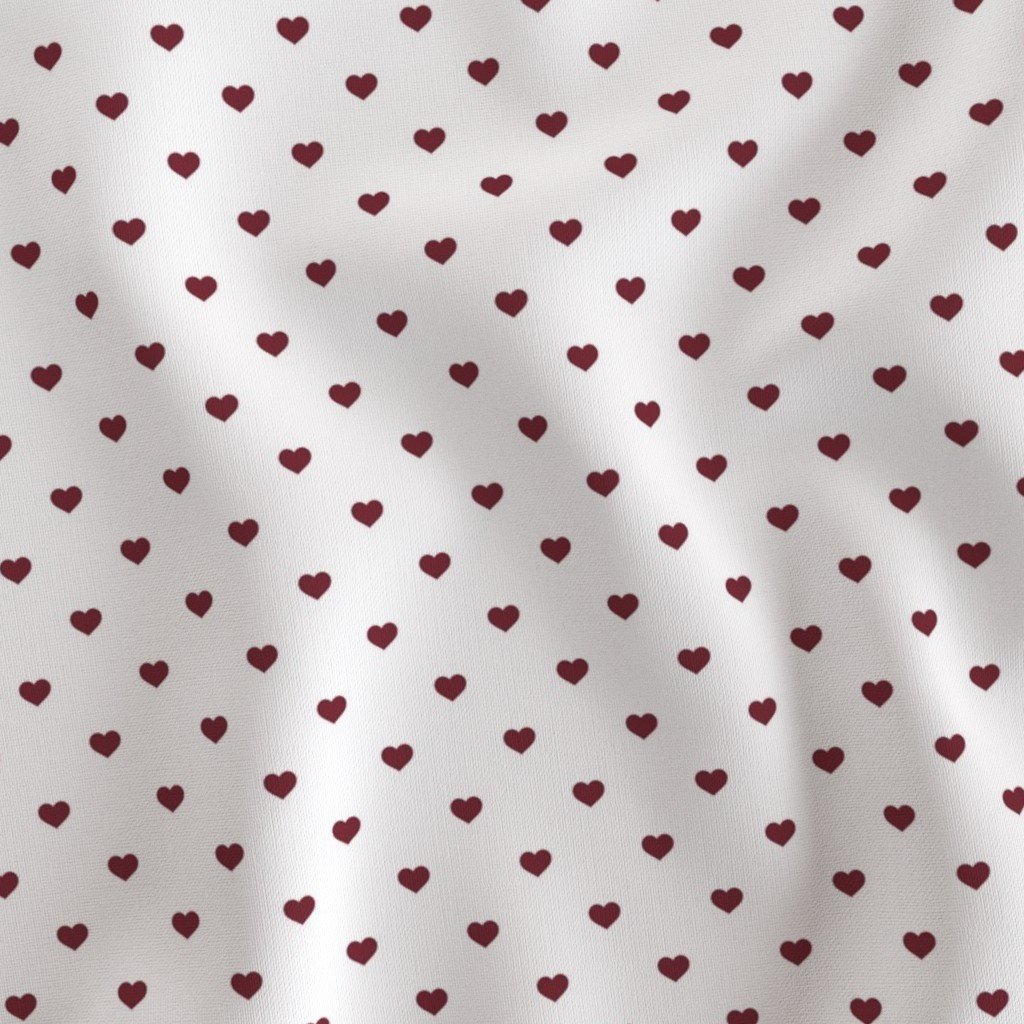 Mini Wine Color Valentines Polkadot Love Hearts on White Background Home Decor Collection Interior Collection white heart fabric