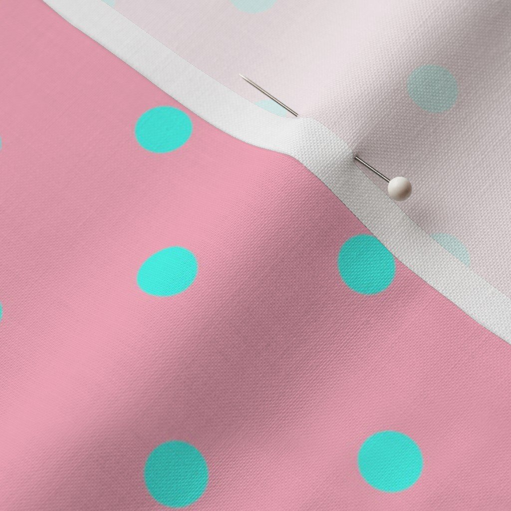 Small Polka Dots in South Beach Aqua Blue on Palm Beach Pink Interior Collection Home Decor Collection aqua dots fabric