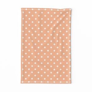 One Inch Polka Dot Spots in Peach Fuzz Color of the Year 2024 and White Home Decor Collection Home Decor Collection peach fuzz tea towel design
