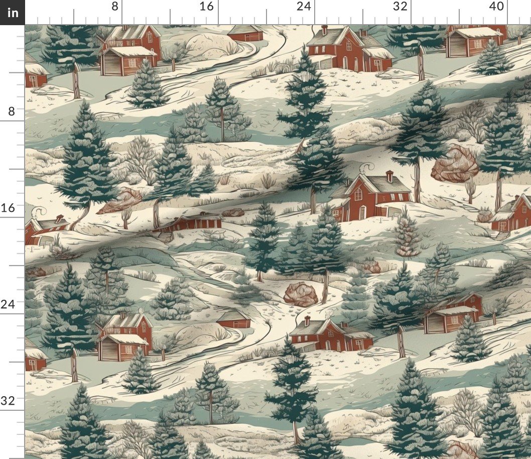 Small Montana Winter Cabins Montana with Evergreens Design Collection Home Decor Collection montana winter cabin fabric