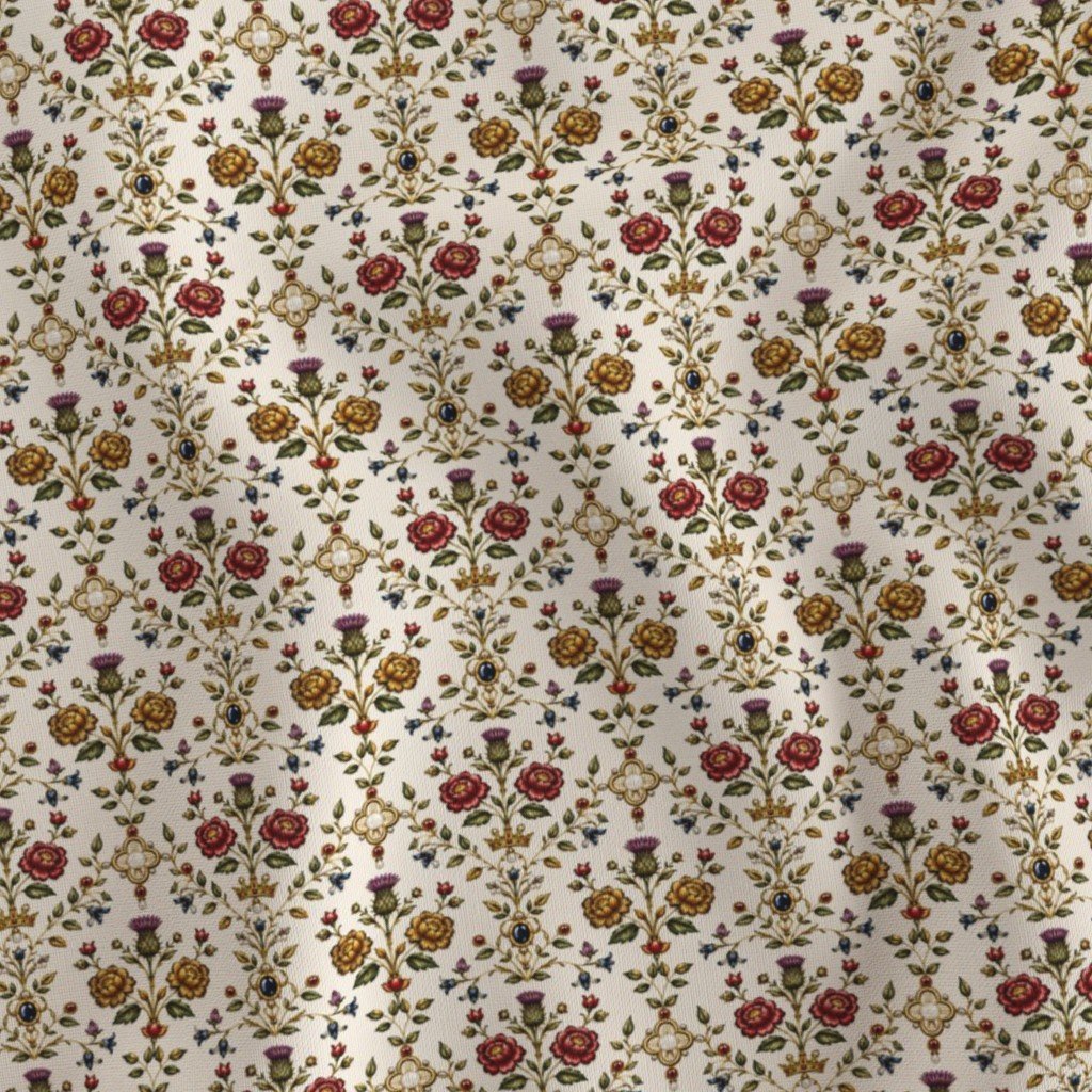 Elizabethan Rainbow Portrait Floral Damask Queen Dress Motif Small Scale Decor Collection Decor Collection queen dress fabric
