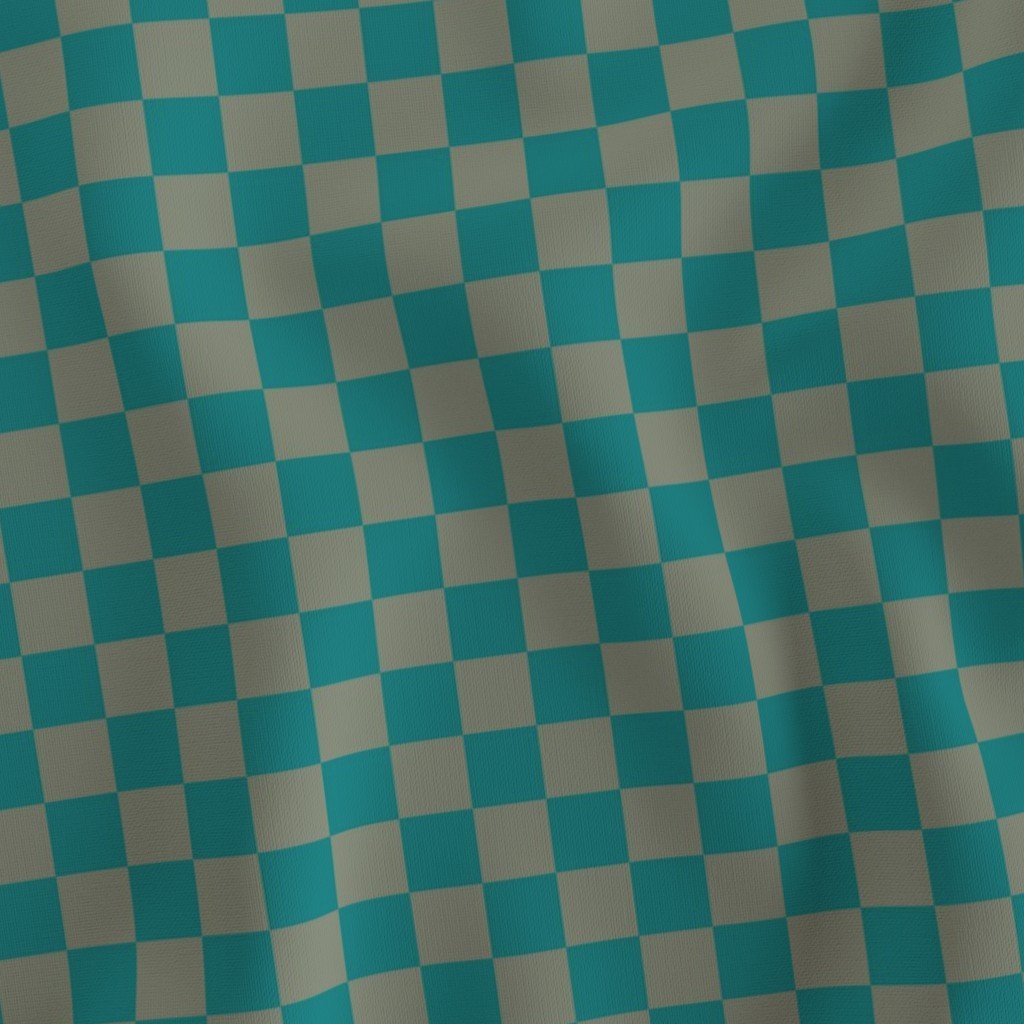 Classic Teal and Sage Green 1 Inch Check Home Decor Collection Design Collection bathroom decor fabric