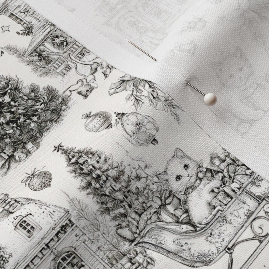 Christmas Cats Toile Black and White Home Styling Collection Home Styling Collection christmas cats fabric