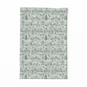 Christmas Dogs Toile Forest Green Decor Collection Design Collection christmas tree tea towel design